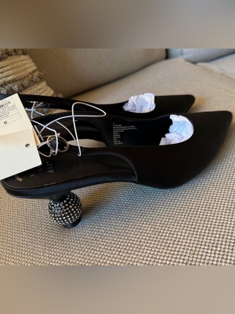 a new day Black Slingback Pumps with Jeweled Ball Heel